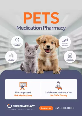 orange modern pet pharmacy advertisement
