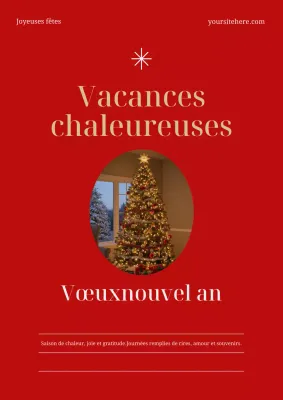 Affiche de carte de vœux de vacances classique rouge