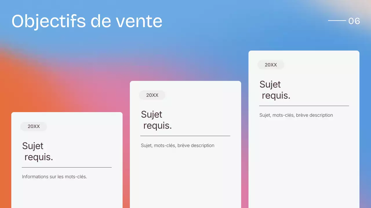 Présentation moderne et colorée de la stratégie de vente