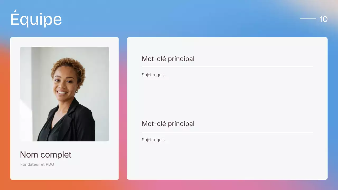 Présentation moderne et colorée de la stratégie de vente