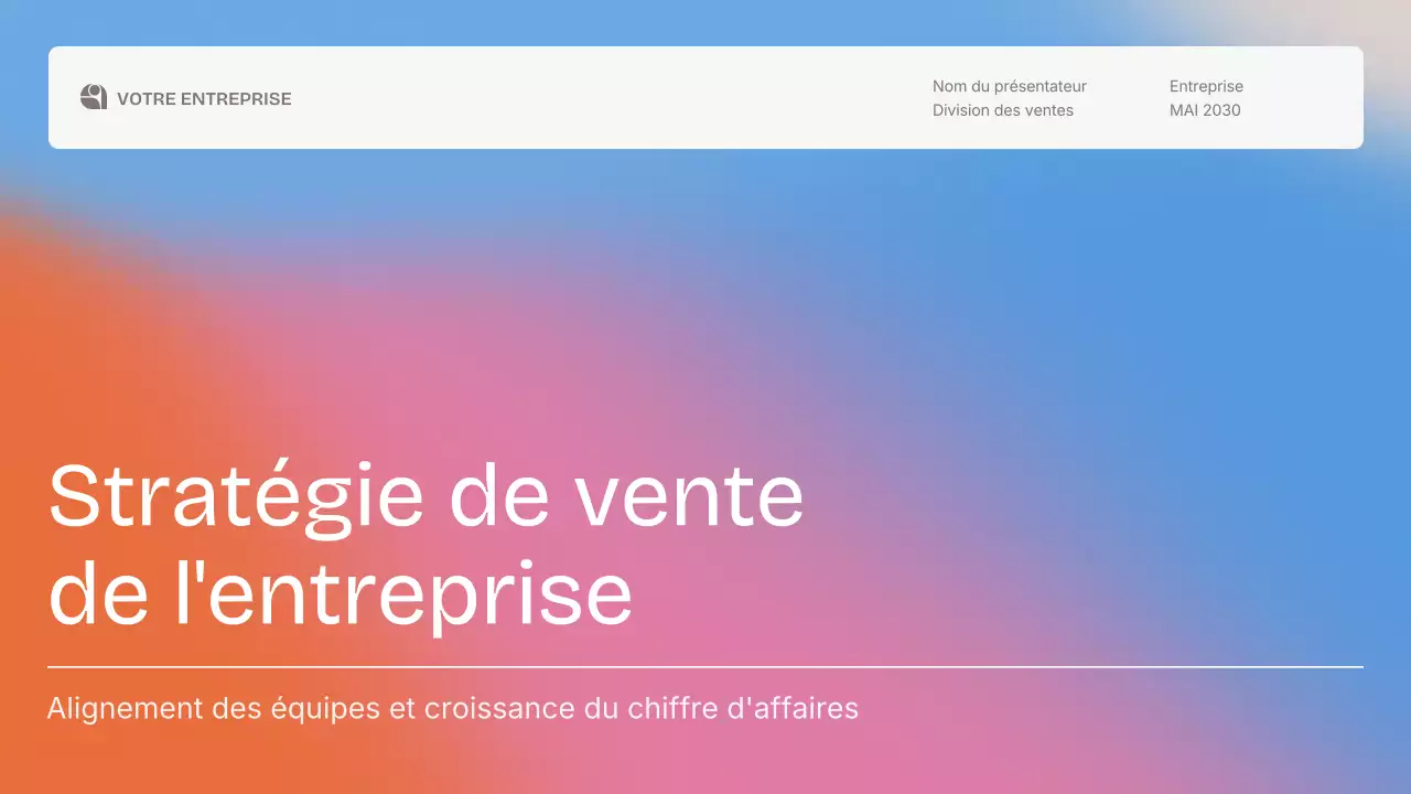 Présentation moderne et colorée de la stratégie de vente
