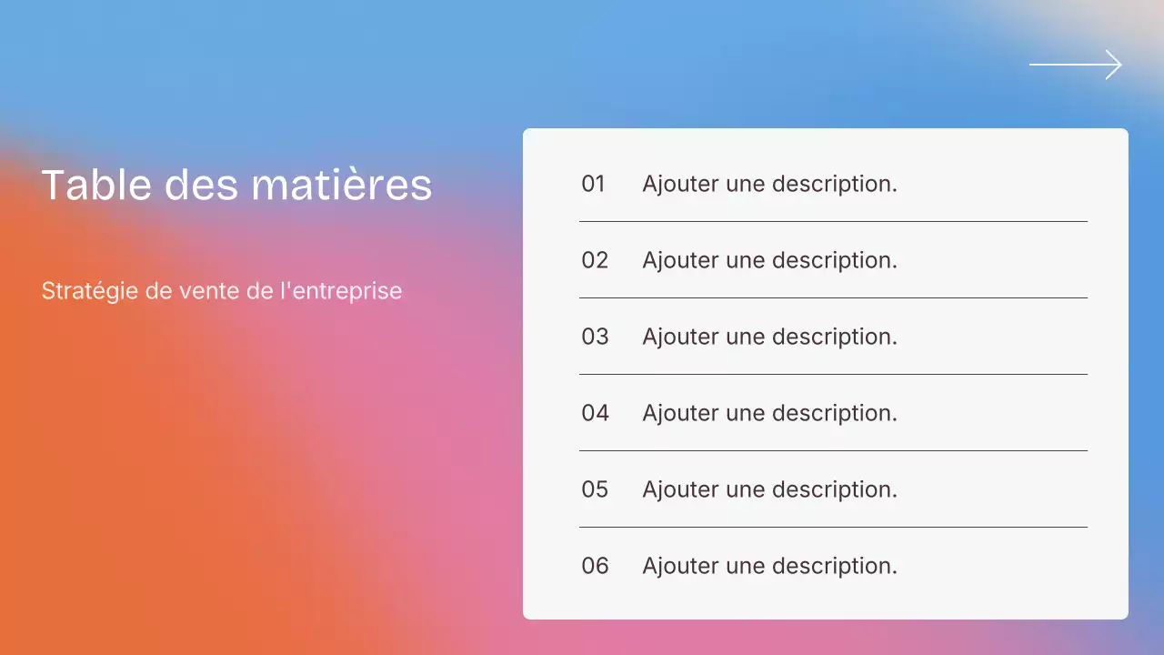 Présentation moderne et colorée de la stratégie de vente