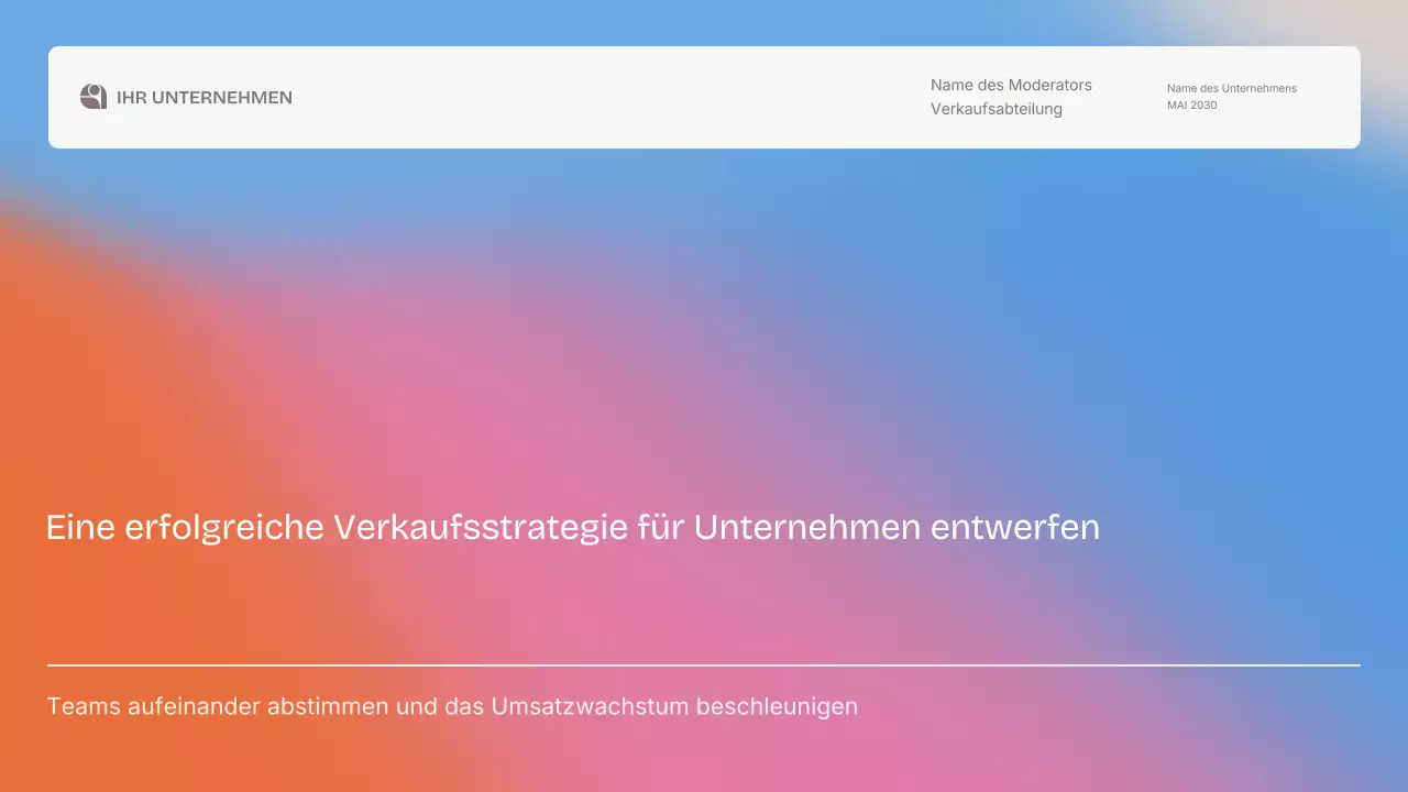 Farbenfrohe, moderne Vertriebsstrategie-Präsentation