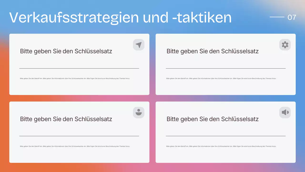 Farbenfrohe, moderne Vertriebsstrategie-Präsentation