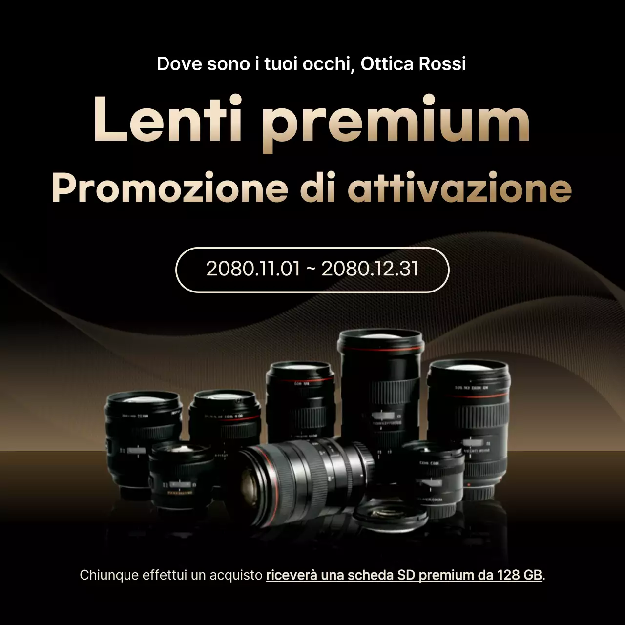 Pubblicità della fotocamera avanzata nera