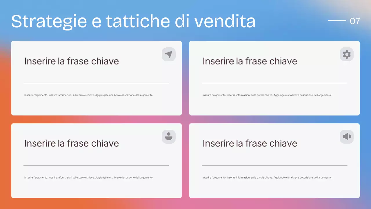 Presentazione della strategia di vendita moderna e colorata