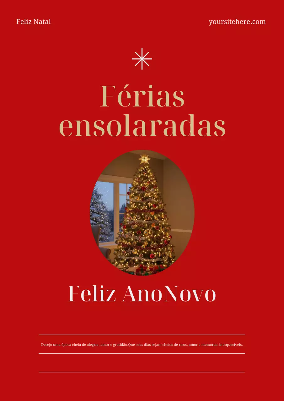 Pôster de cartão de felicitações de Natal clássico vermelho