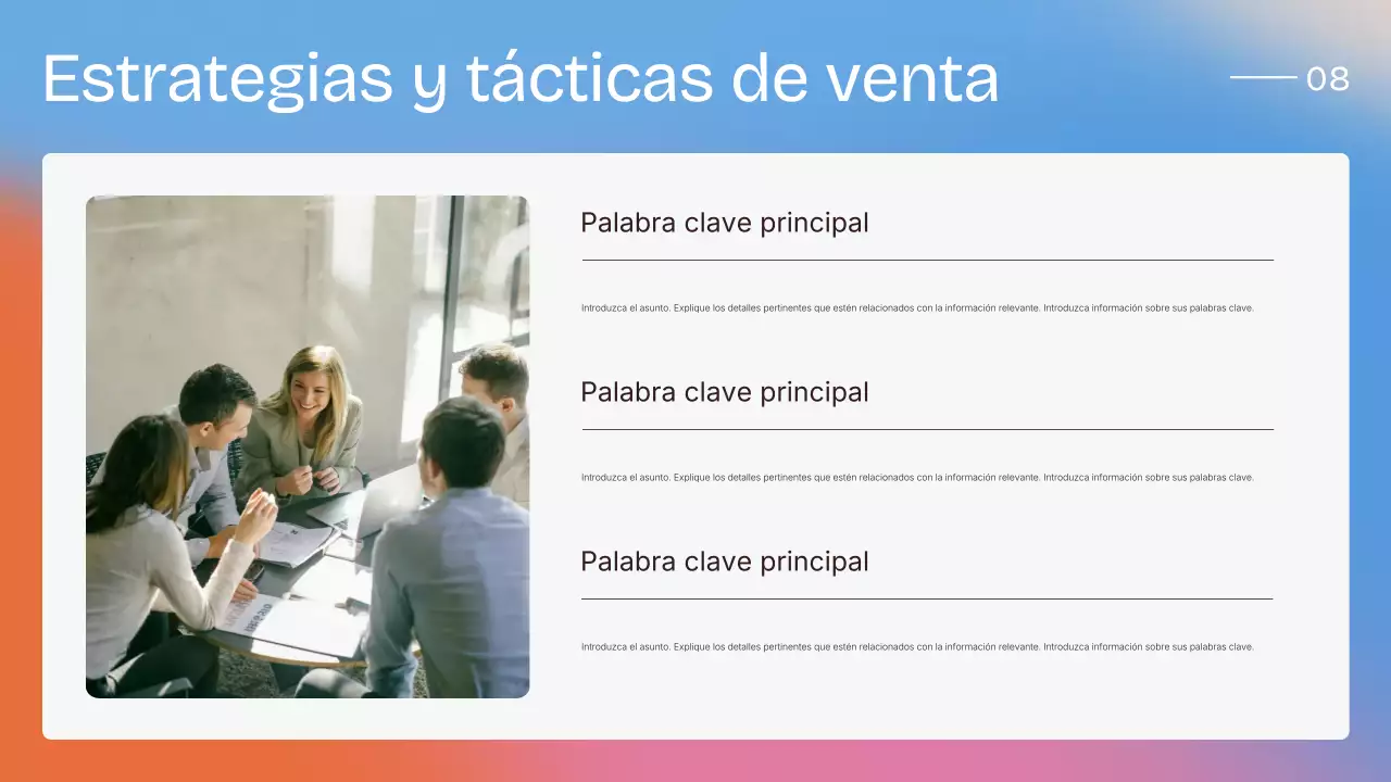 Presentación de estrategia de ventas moderna y colorida