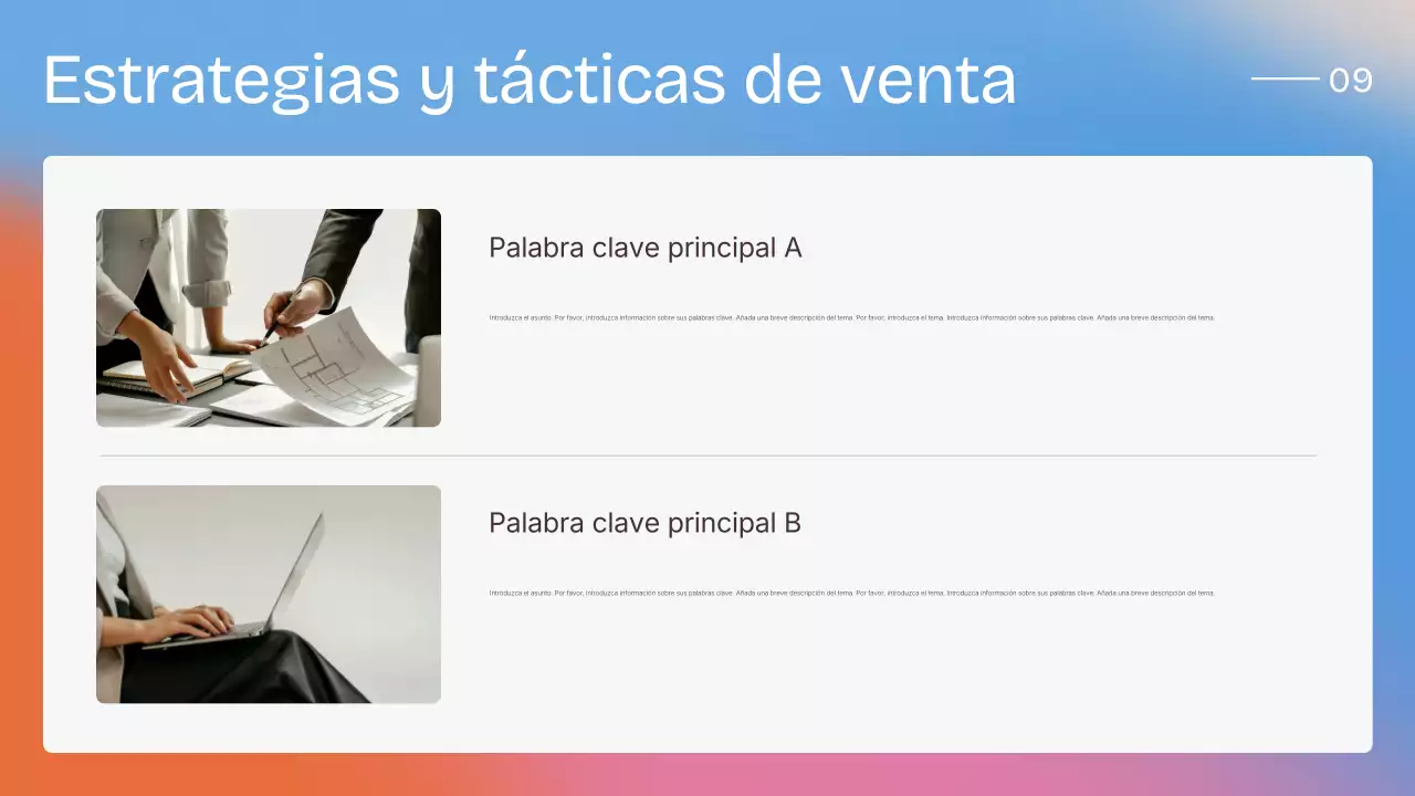 Presentación de estrategia de ventas moderna y colorida