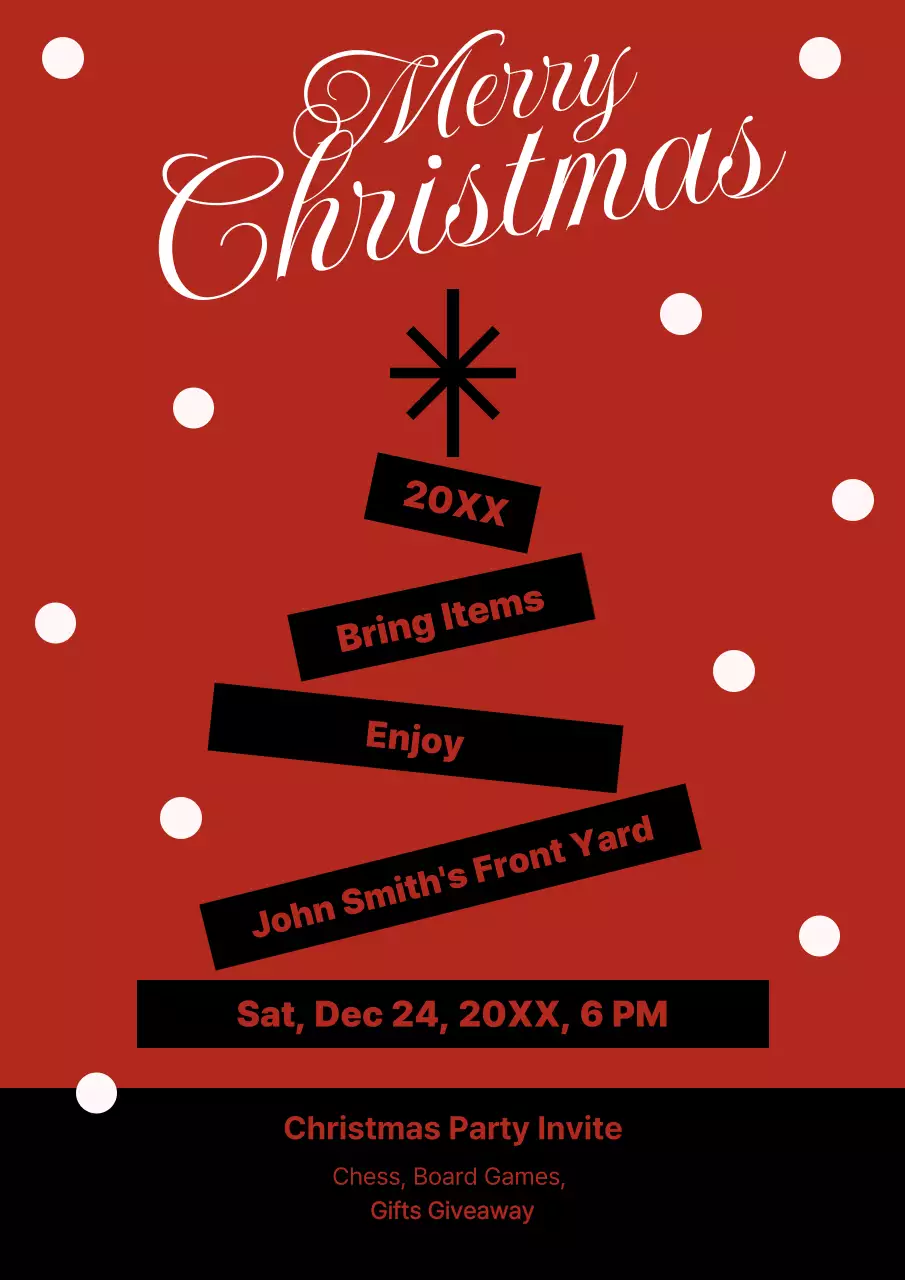 Thiệp mời Giáng sinh cổ điển màu đỏ