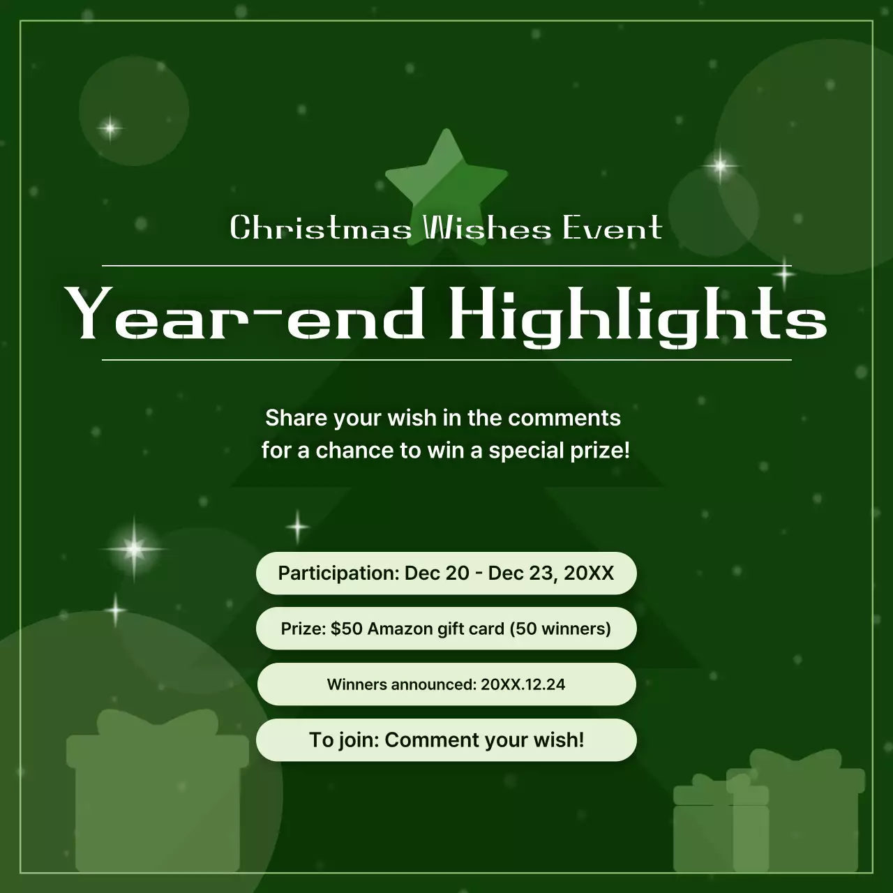 Sự kiện Giáng sinh đơn giản xanh