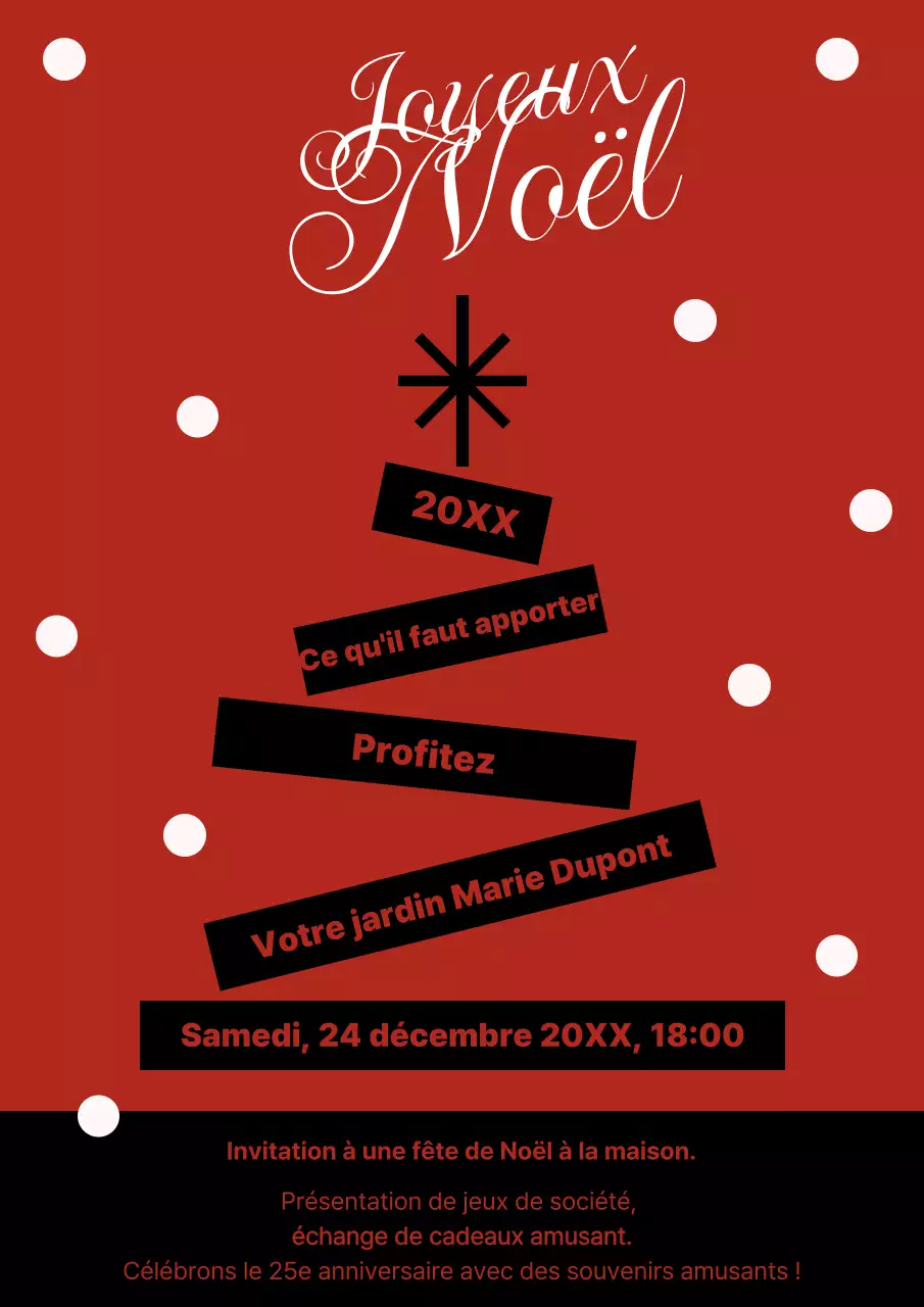 Invitation de Noël vintage rouge