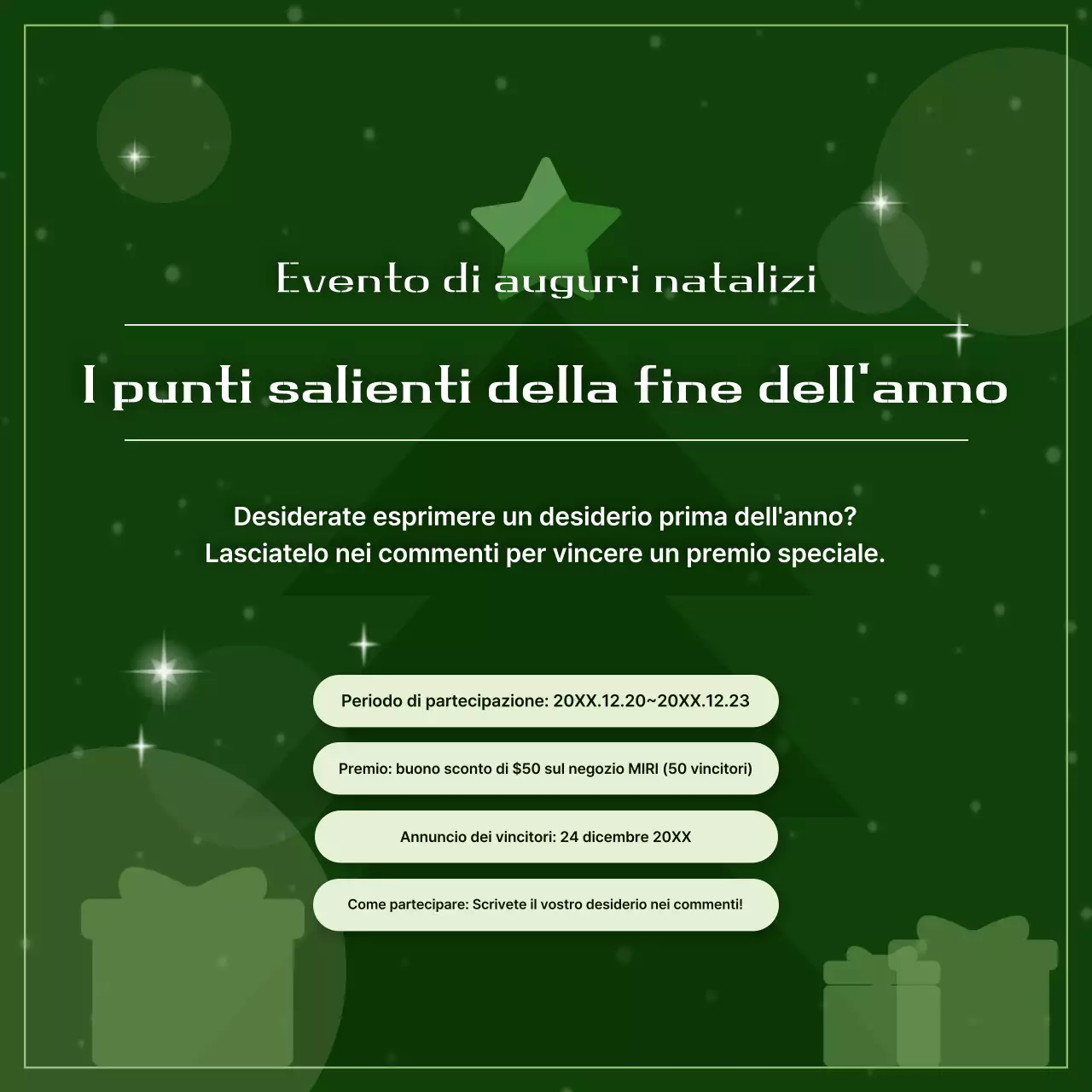 Evento di Natale semplice e verde