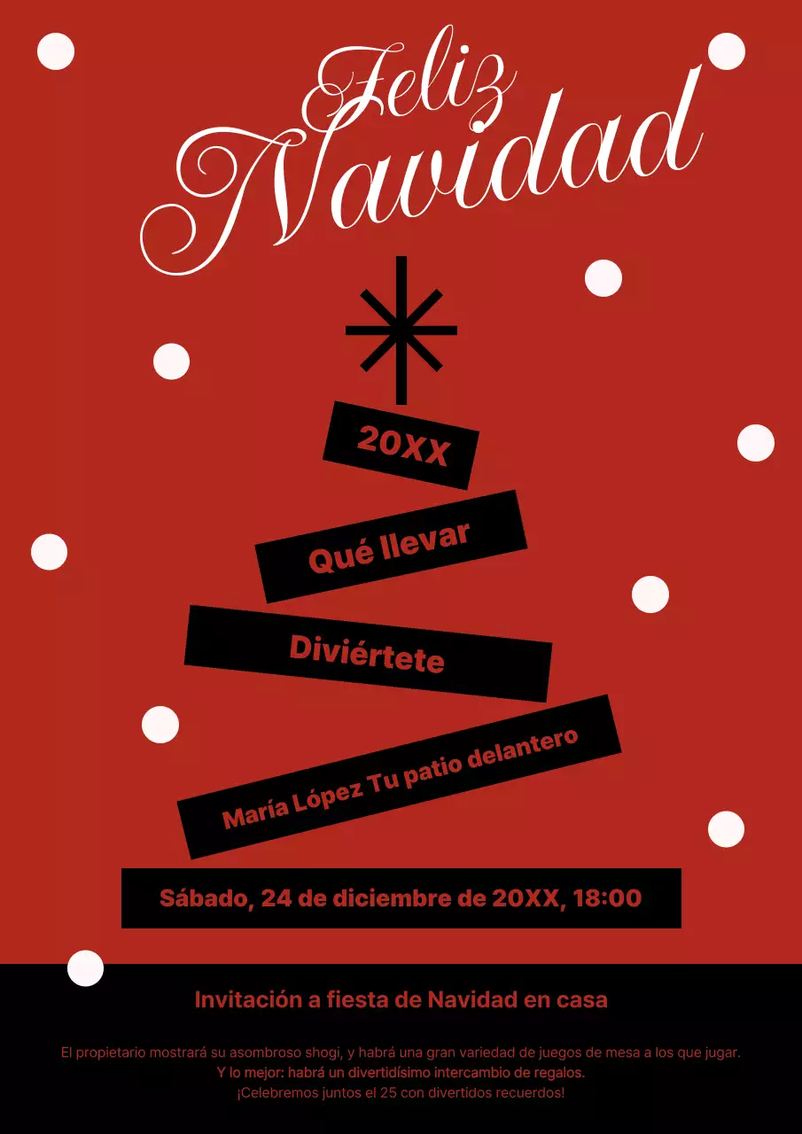 Invitación navideña vintage roja