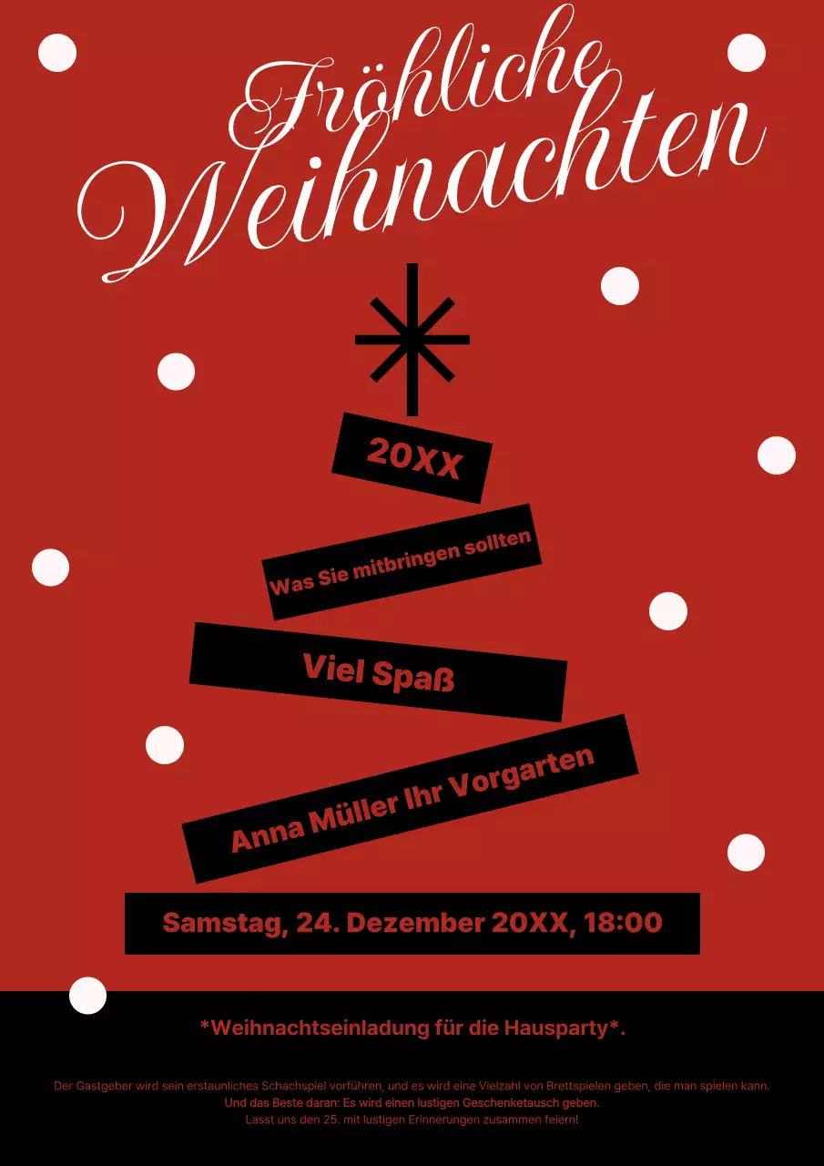 Rote Vintage-Weihnachtseinladung