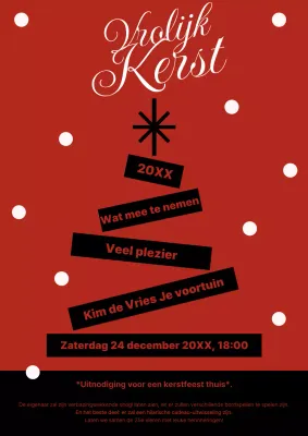 Rode vintage kerstuitnodiging