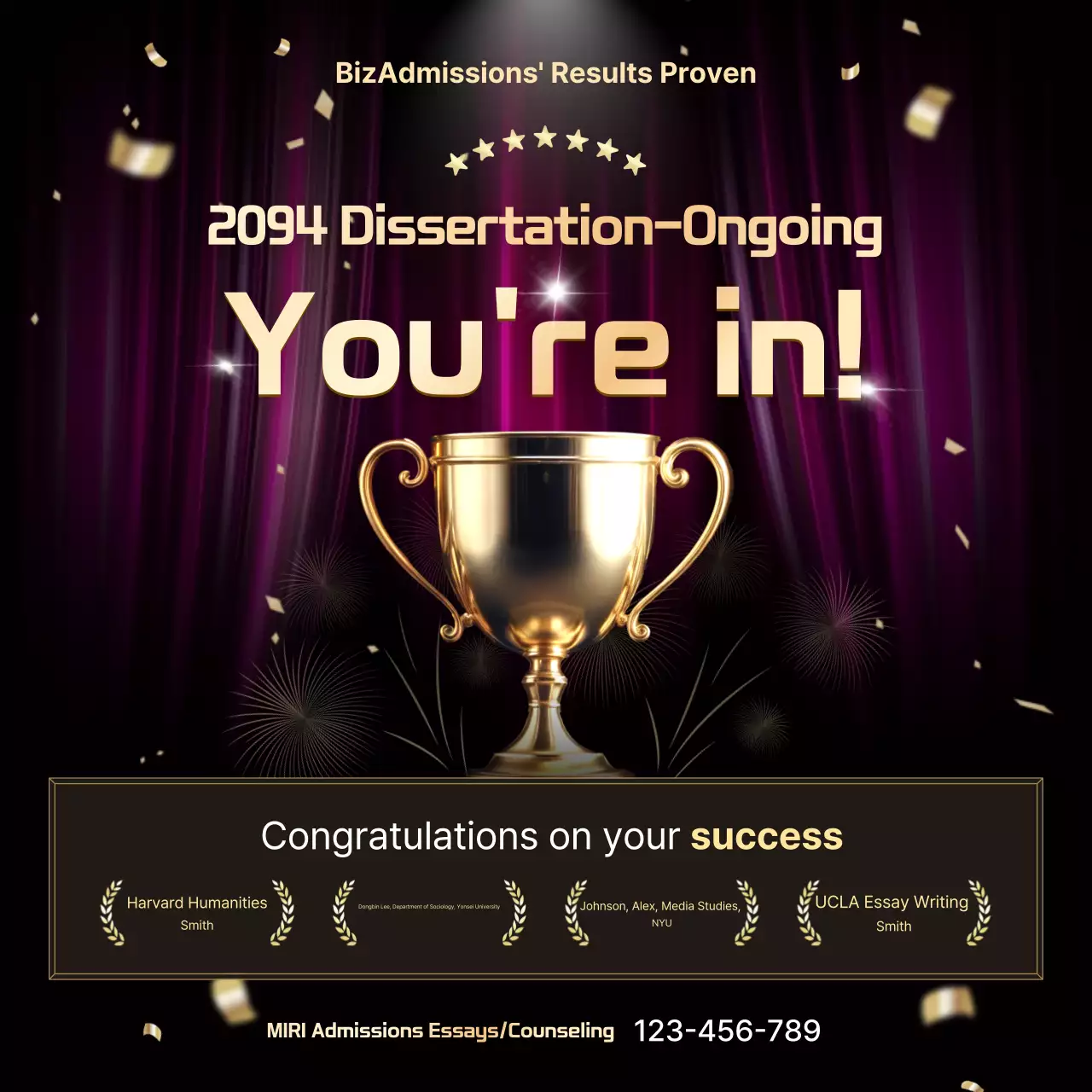 Selamat atas kelulusan Anda dalam ujian masuk Bora Luxury!