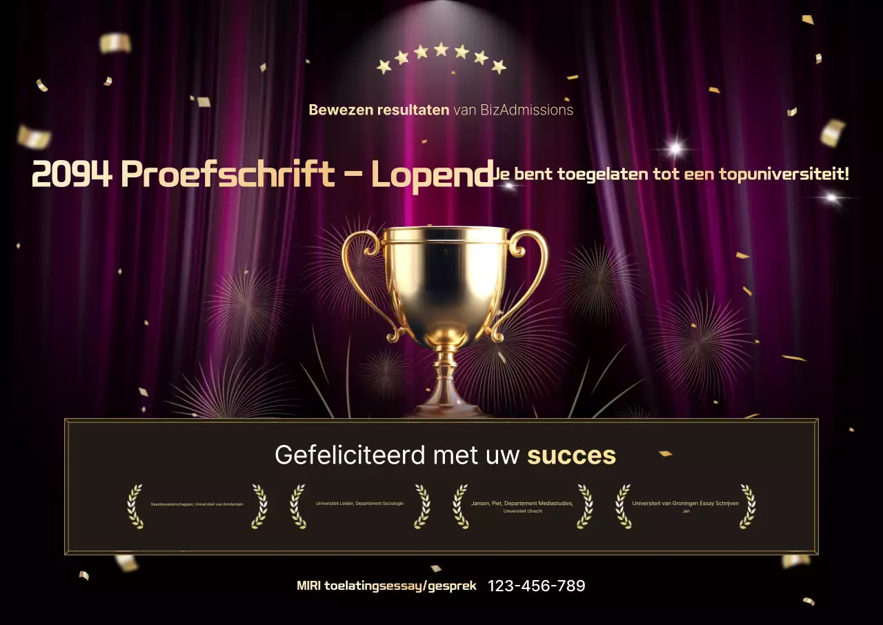 Gefeliciteerd met het behalen van het toelatingsexamen voor Bora Luxury!