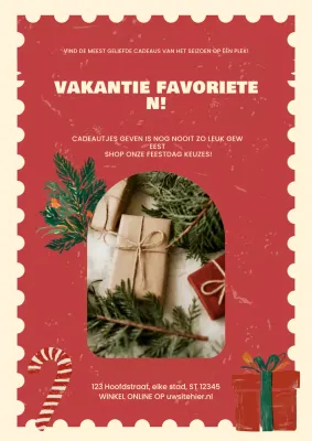 Rode Vintage Kerstvakantie Promotie
