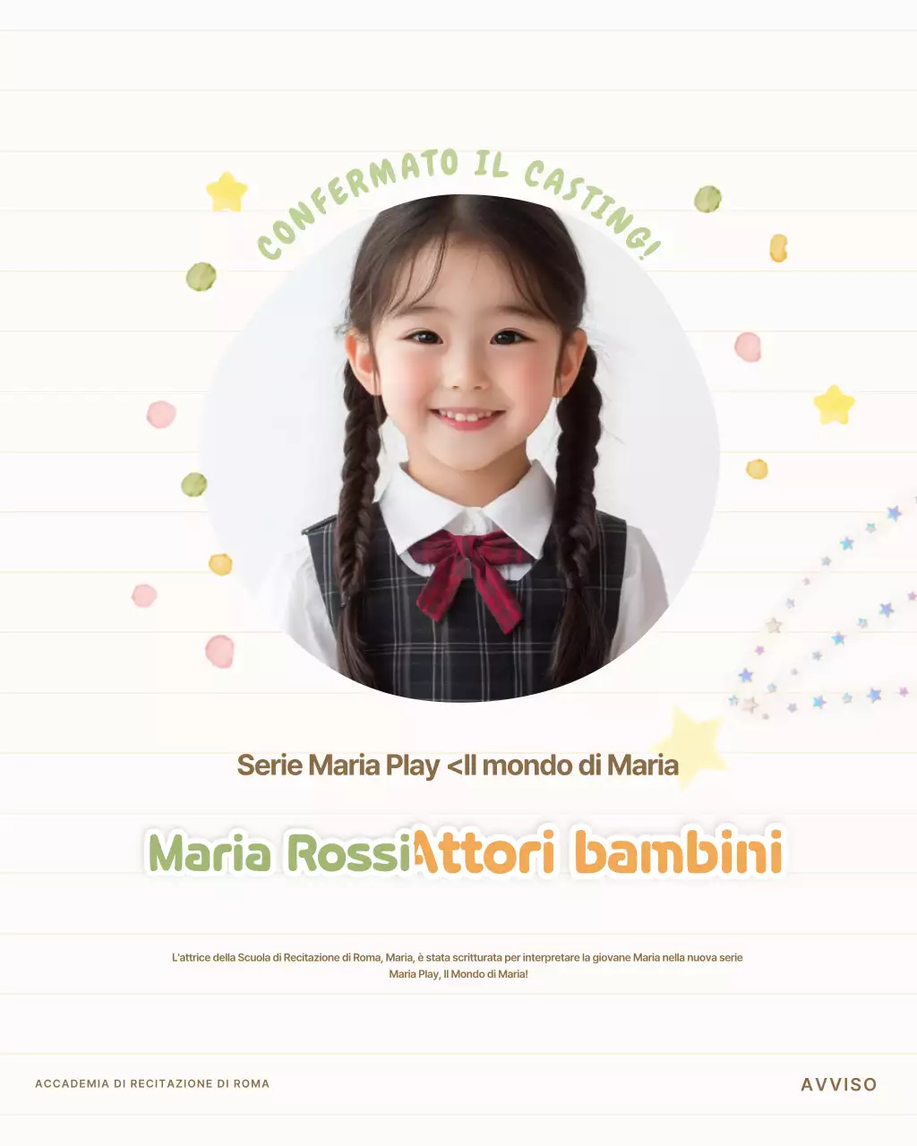 Annuncio del simpatico bambino attore bianco