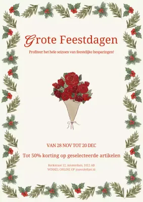 Beige Traditionele Bloemenwinkel Vakantie Uitverkoop Promotie
