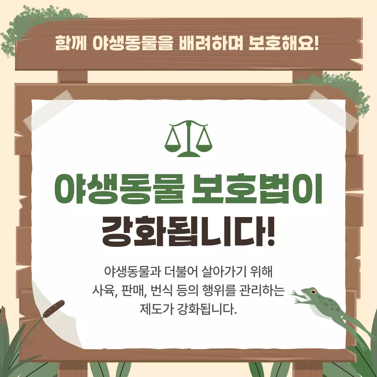 베이지 심플 생태 보호 안내