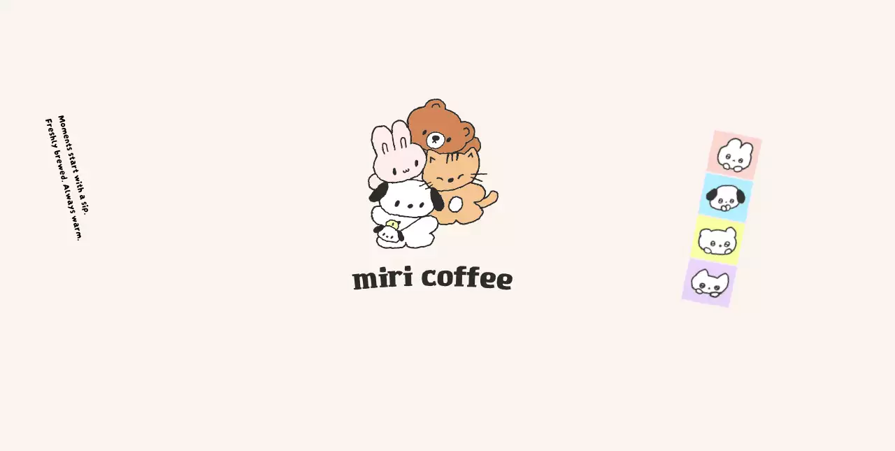 ベージュ かわいい カフェ メニュー イラストロゴ