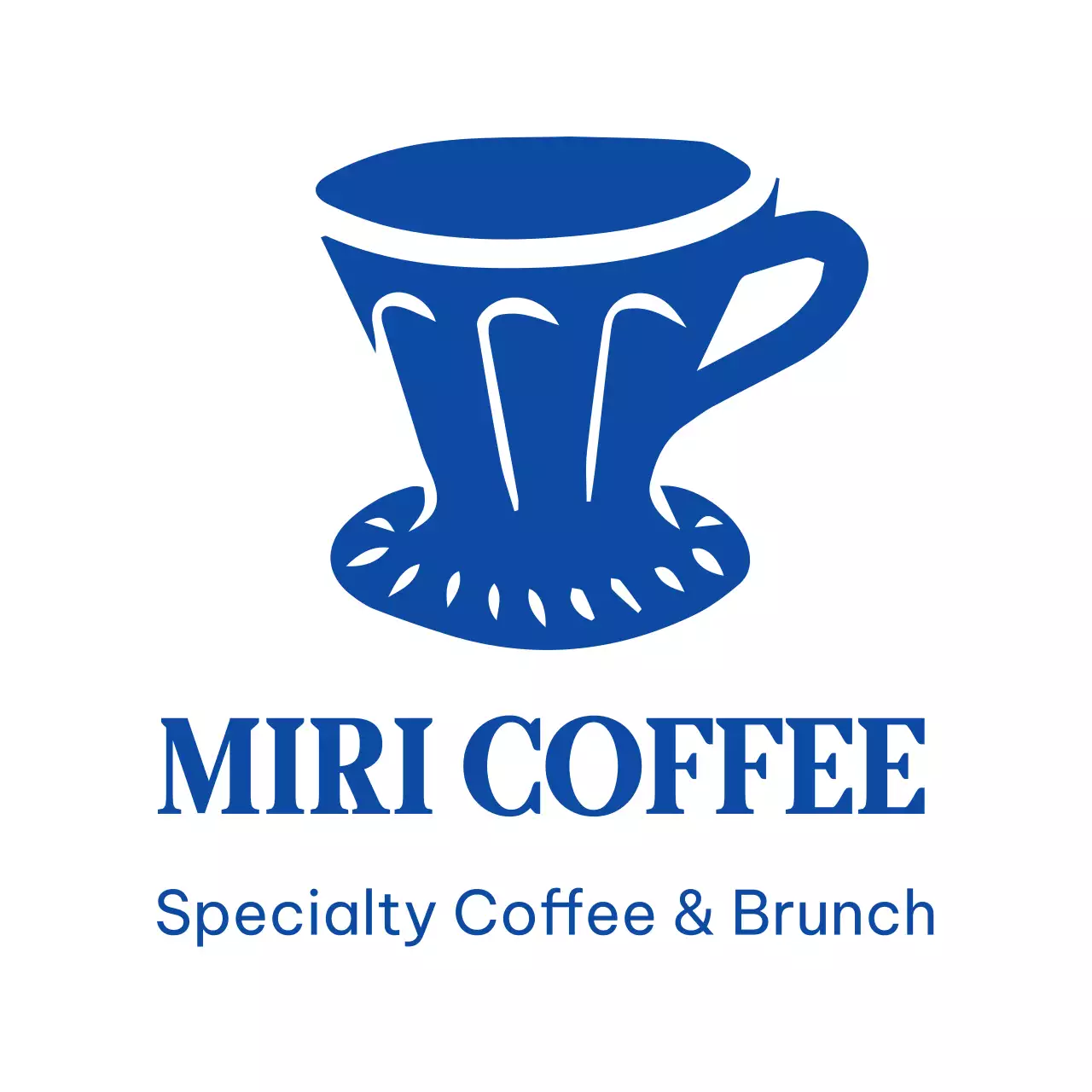 青 シンプル コーヒー ロゴ シンボルロゴ