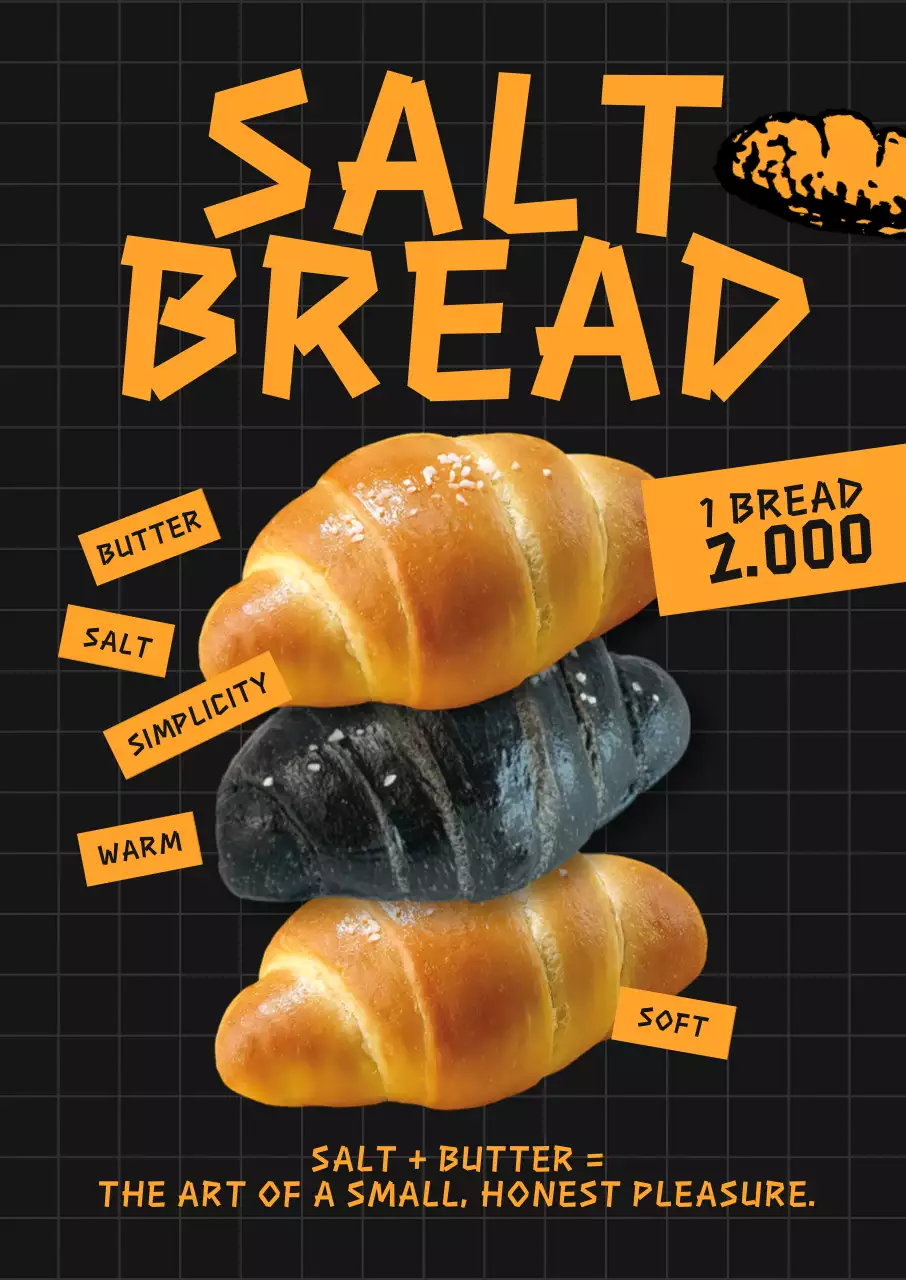 검정 레트로 빵 광고