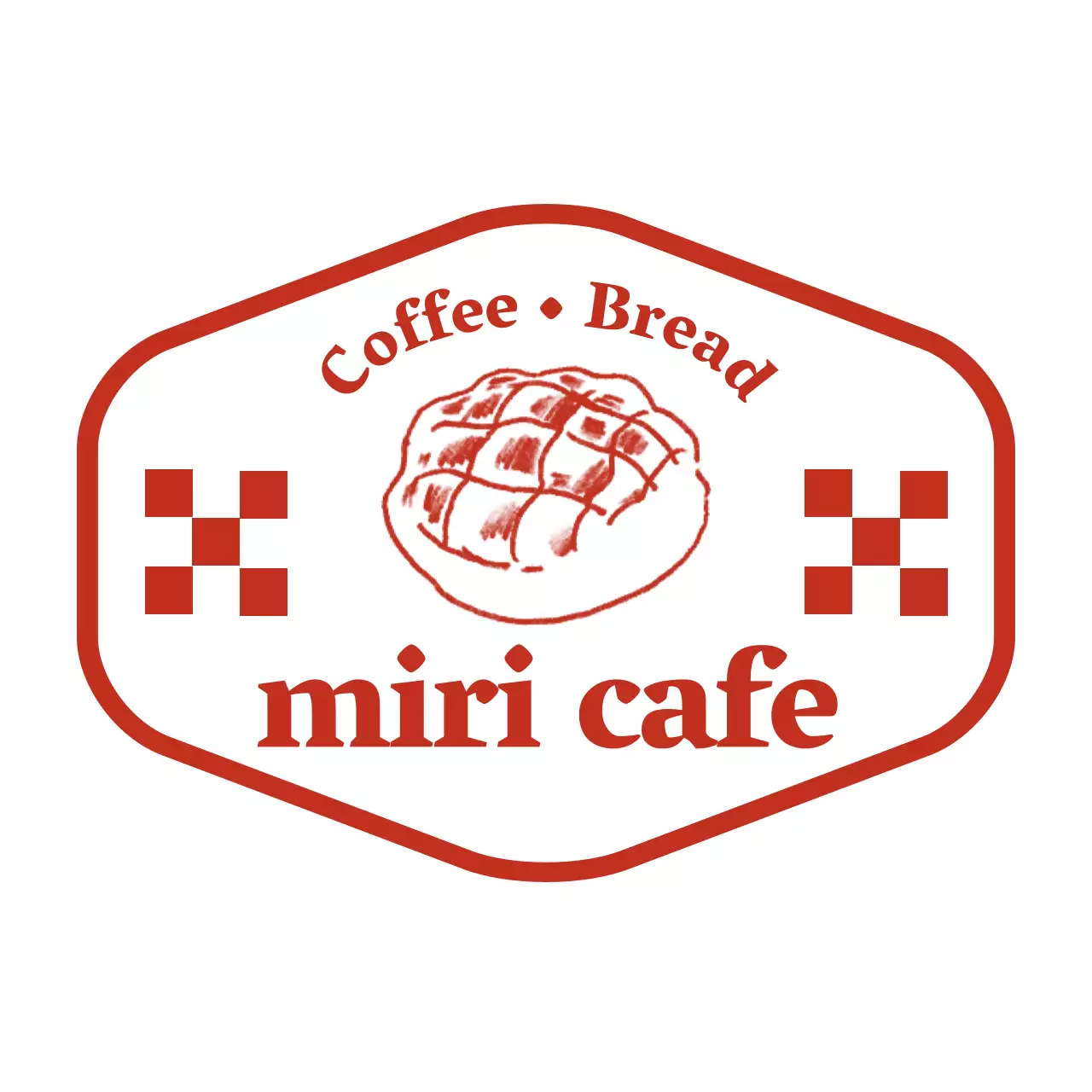 赤 シンプル カフェ ロゴ シンボルロゴ