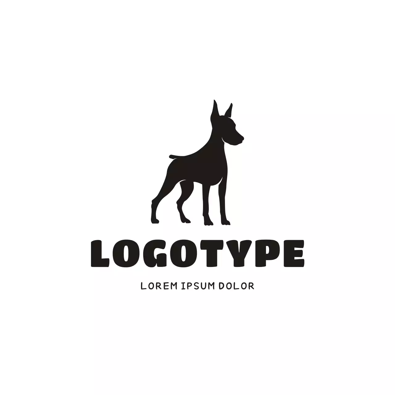 Black Retro Doberman Silhouette for Brand Identity