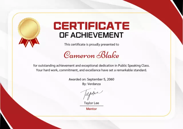 Red Elegant Certificate of Achievement