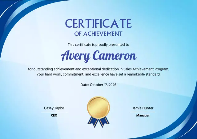 Sertifikat Prestasi Modern Biru