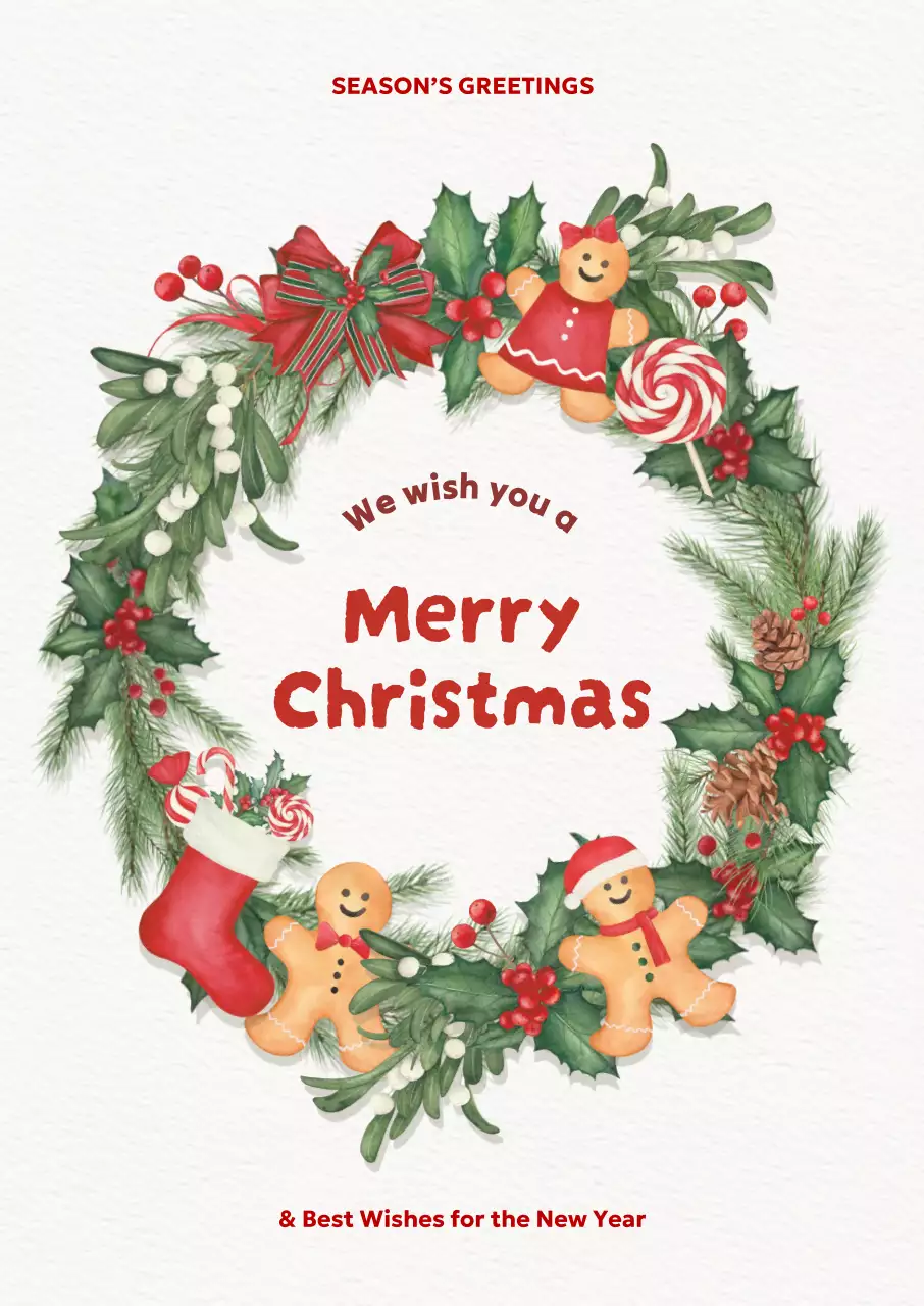 초록 아기자기한 크리스마스 카드