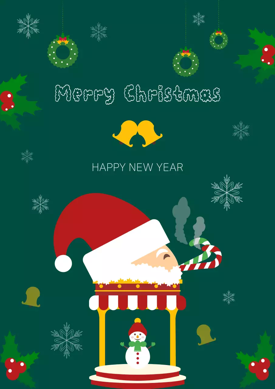 초록색의 심플한 크리스마스 새해 인사