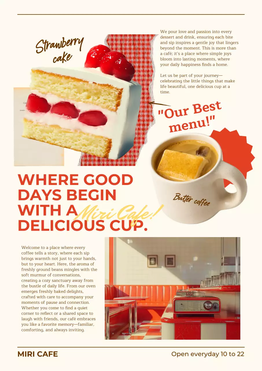 빨강 빈티지 카페 메뉴 홍보