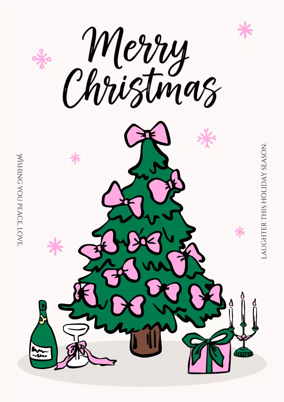핑크 아기자기한 크리스마스 엽서