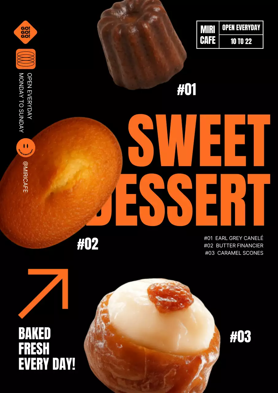 주황 모던 디저트 광고
