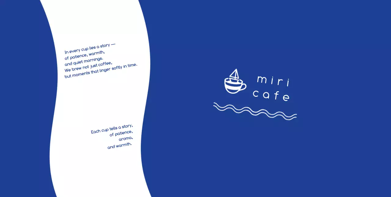 青 シンプル カフェ ロゴ ロゴテキスト