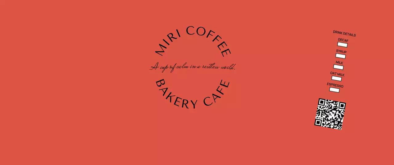 赤 シンプル カフェ メニュー キューアールとチェック