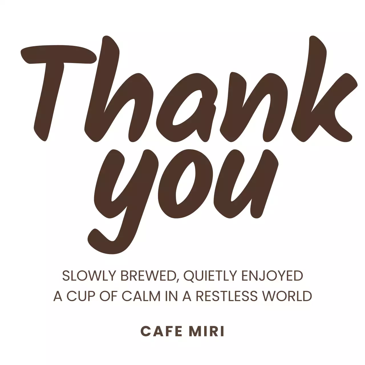 茶色 シンプル カフェ メッセージカード サンキュー