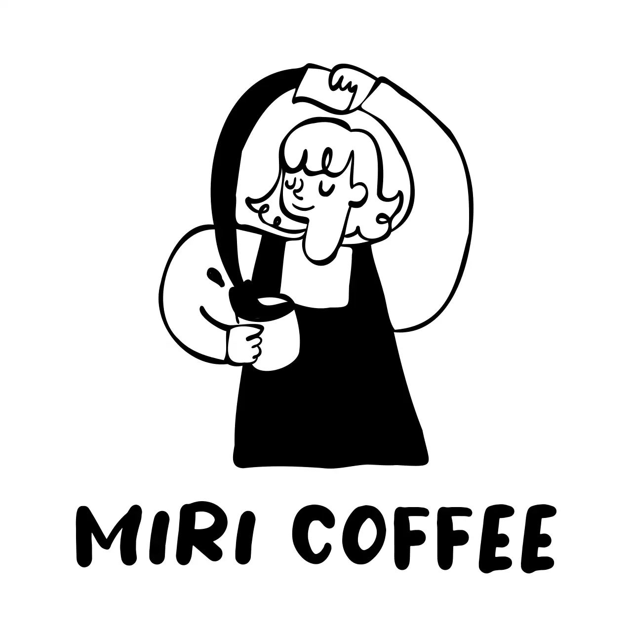 白黒 シンプル コーヒー ロゴ イラストロゴ