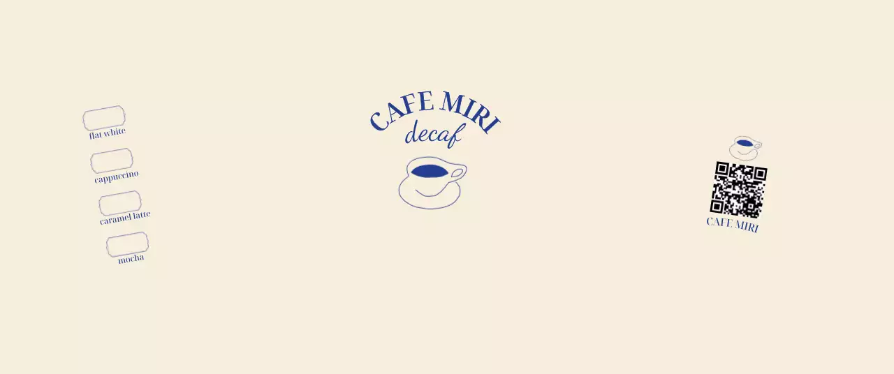 アイボリー シンプル カフェ メニュー表 キューアールとチェック