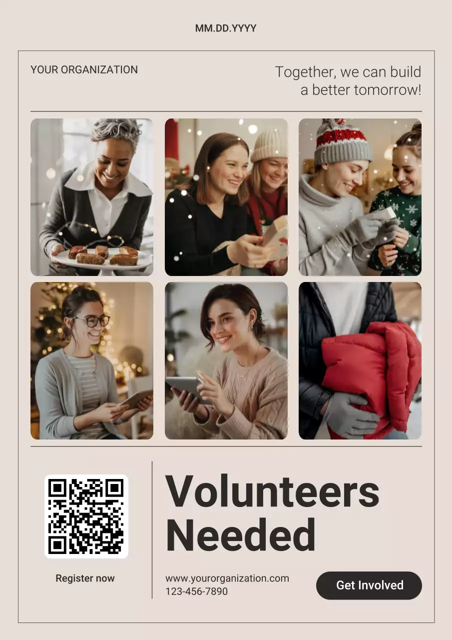 Beige Festive Volunteer Recruitment Poster