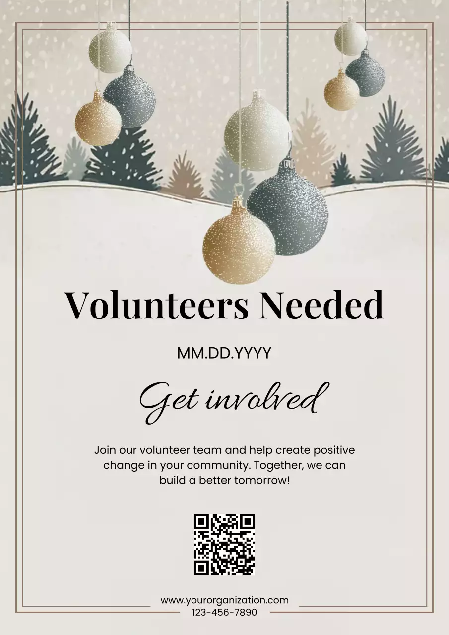 Beige Elegant Volunteer Announcement Poster