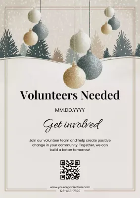 Beige Elegant Volunteer Announcement Poster