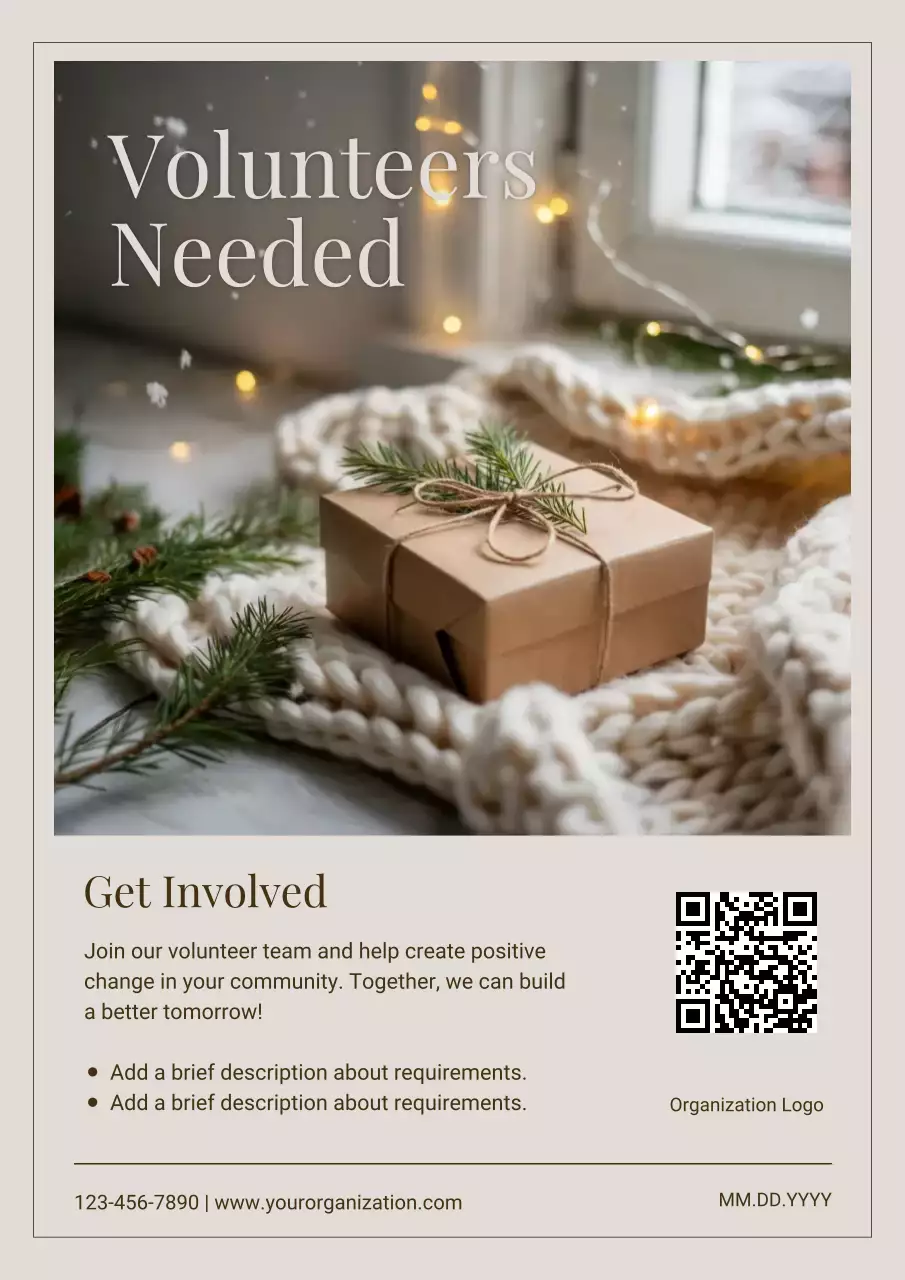 Red Modern Volunteer Announcement Poster