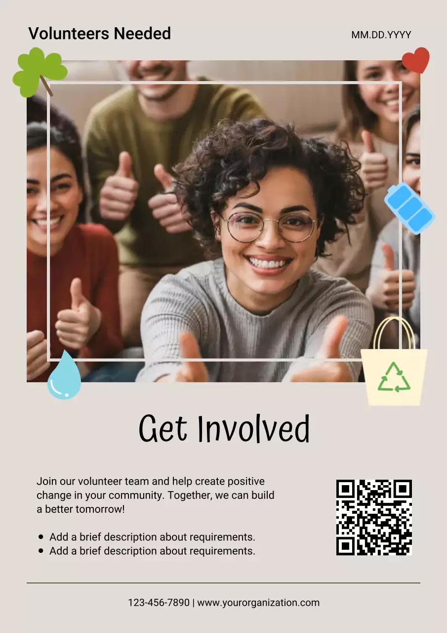 Beige Classic Volunteer Announcement Poster