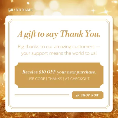 Gold Elegant Thank You Gift Promotion for Social Media