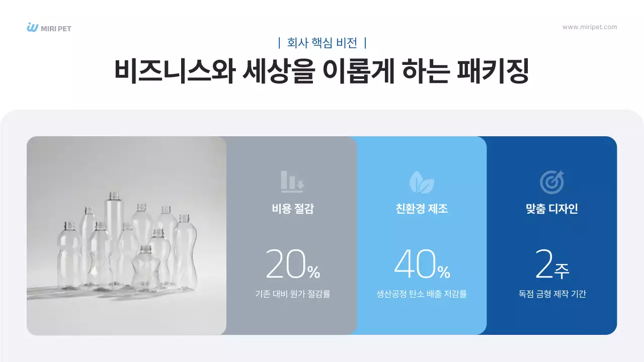 파랑 모던 패트병 B2B 제안서 제품 소개 광고